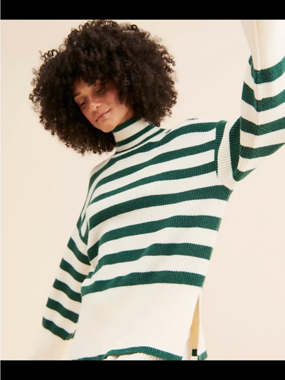 Anthropologie Flat White Turtleneck Oversized Sweater.